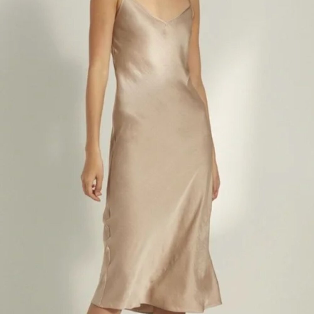 💛Aritzia Wilfred Midi Slip Dress, Large, COLOR: Marmot💛